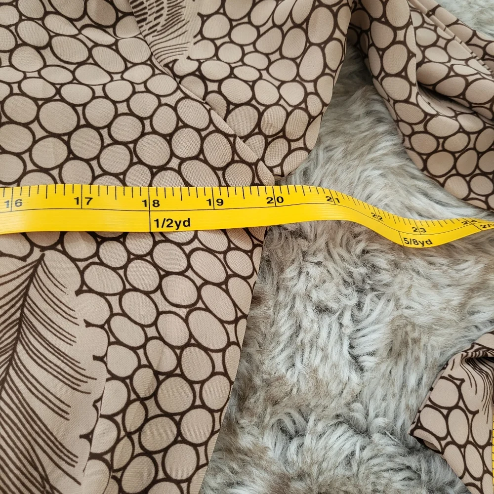 Jo Hanna York Vintage Peacock Feather Print Midi Dress Tan and Brown Size 10 - Picture 9 of 11